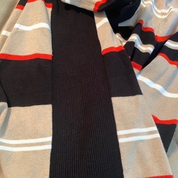 𝅺joseph A Striped Sweater 3/4 Length Sleeve Tan/Black and Orange Women’s XL - Picture 7 of 11